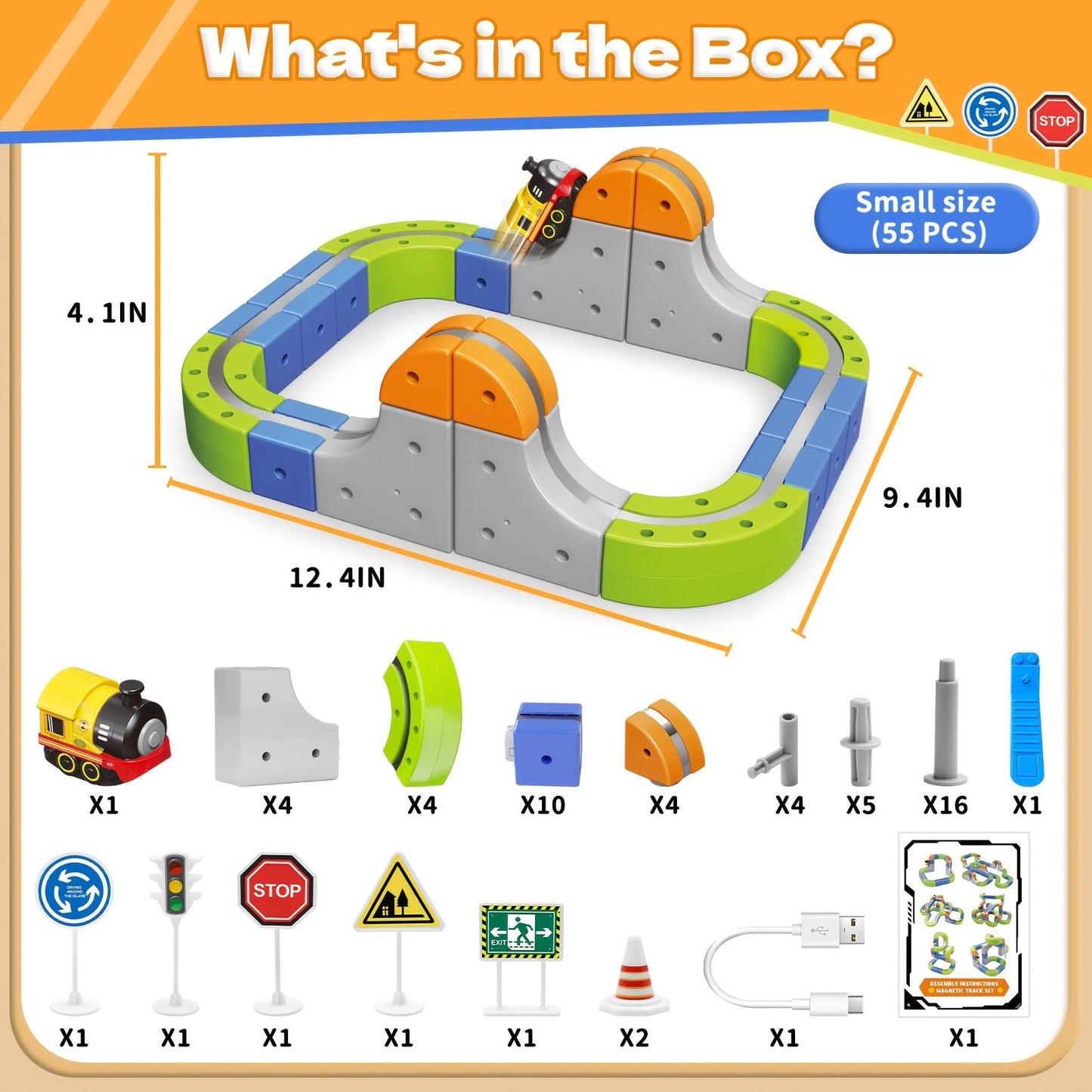 Electric Train Track Toy Set with Rechargeable Locomotive - 101 Pieces, Building & Creative Play