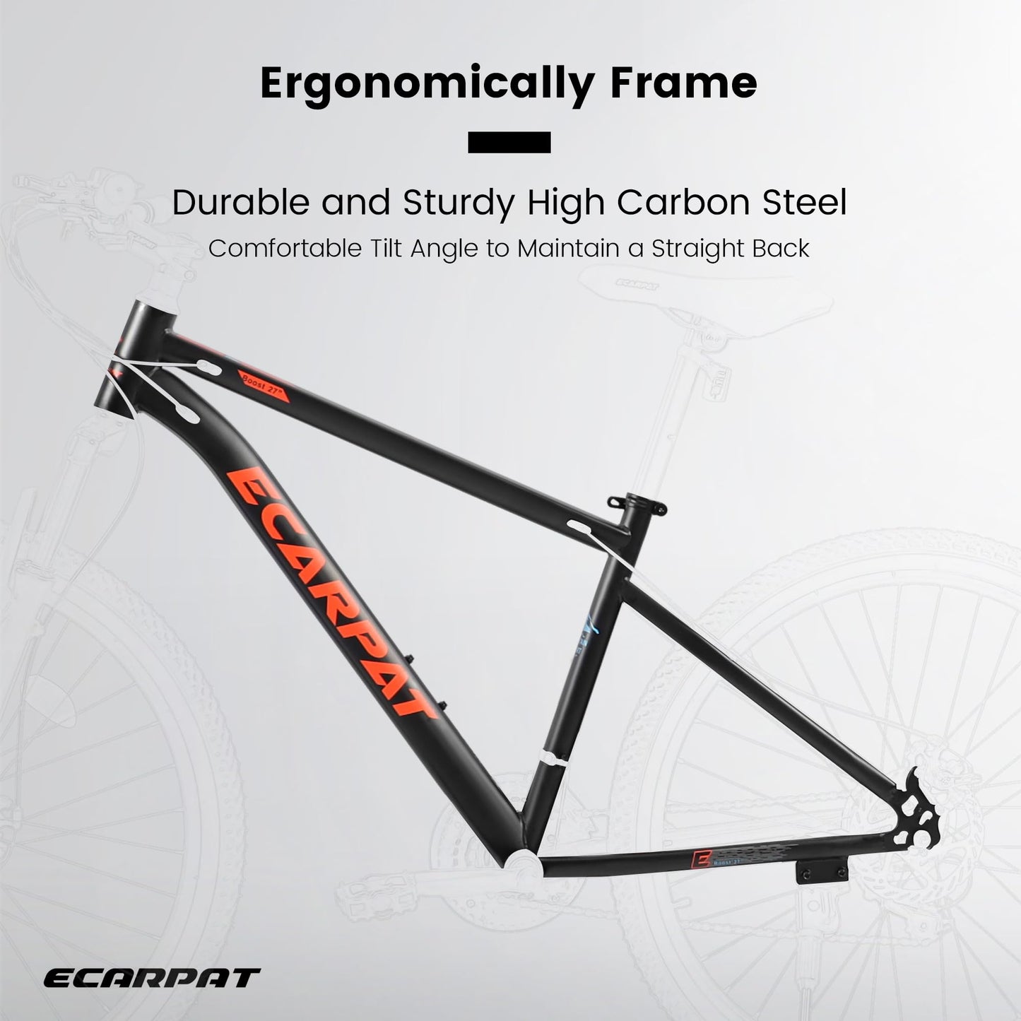 24 Inch Mountain Bike for Teenagers - High Carbon Steel Frame, Disc Brakes, Red & Black
