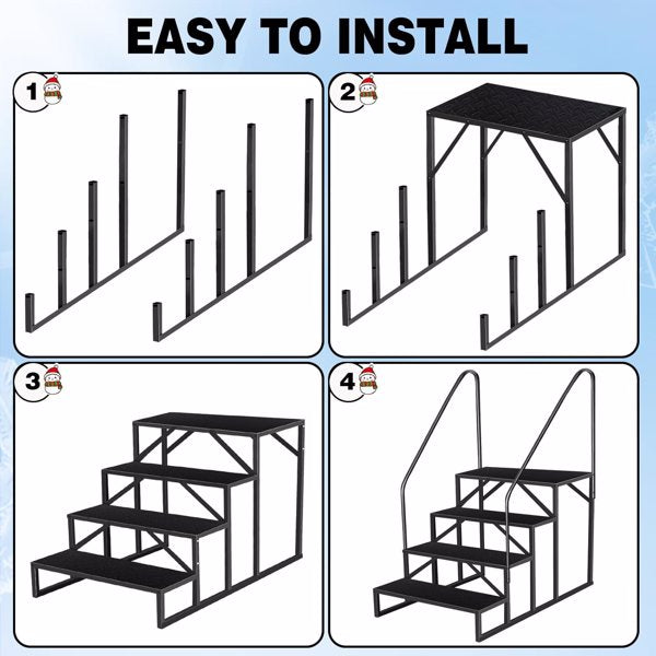 Heavy Duty Pool Ladder with Handrails - 4 Step Design, 660 Lbs Capacity