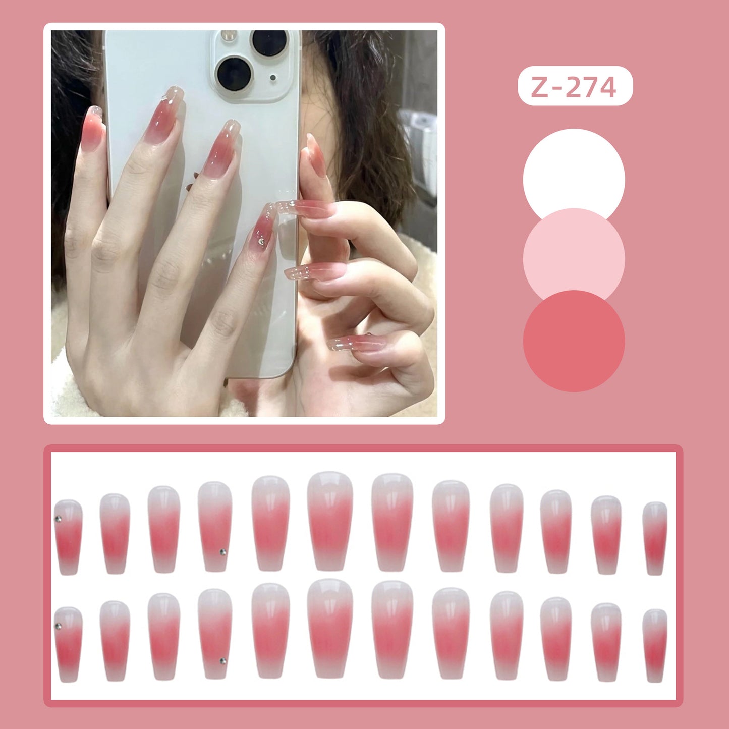 Red Glitter Christmas Nail Art Kit with Nail Tips & Glue - Easy Nail Design