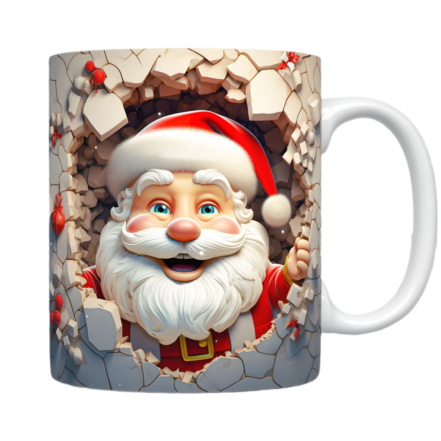 3D Christmas Ceramic Mug with Santa Design - Space Theme Holiday Coffee Cup