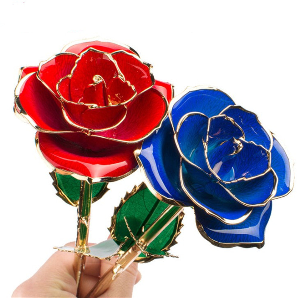 24K Gold-Plated Decorative Rose Flower Gift Box for Valentine's Day & Special Occasions