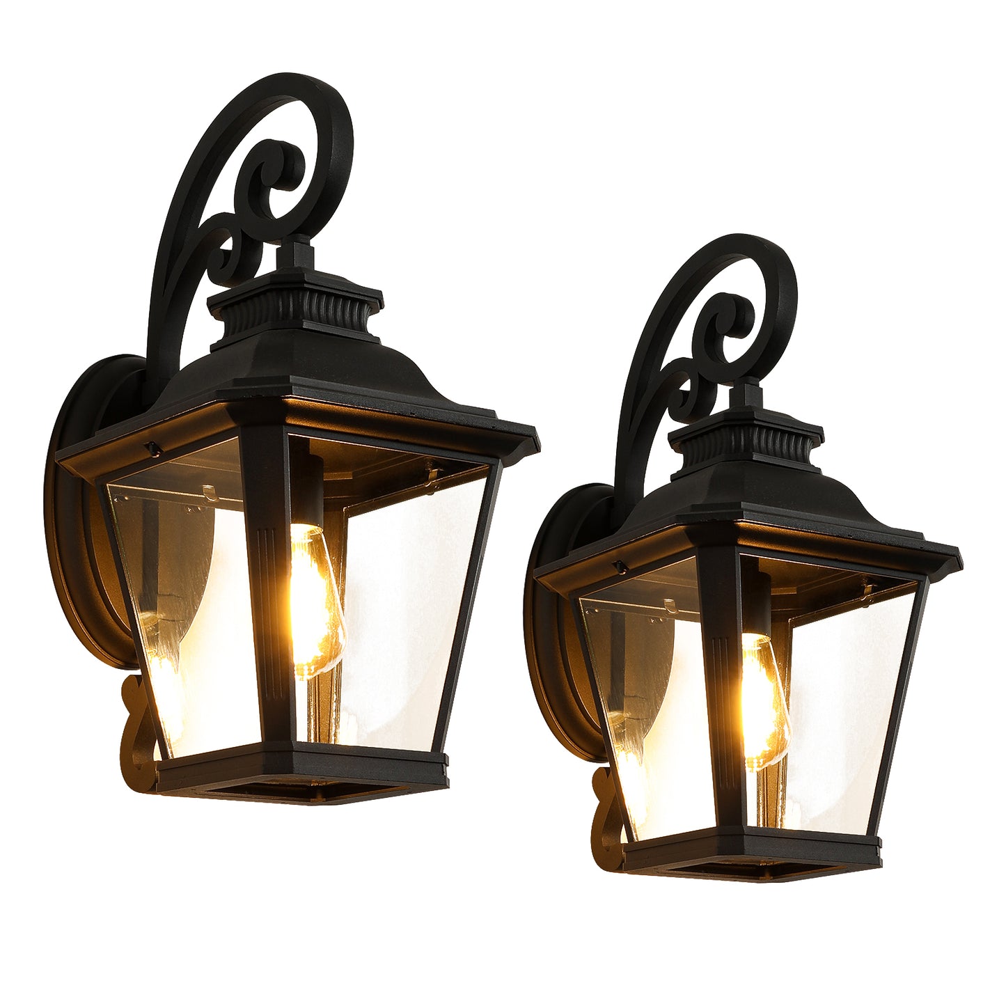Outdoor Wall Lantern Light - Vintage Black Metal Sconce