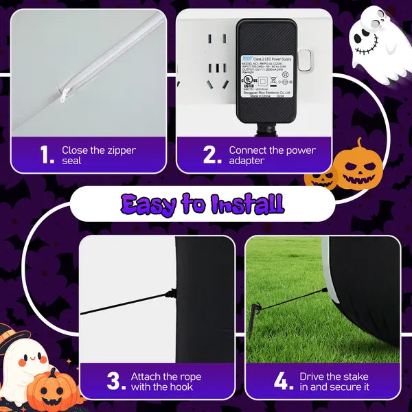 12FT Giant Grim Reaper Inflatable Halloween Decoration with LED Flame