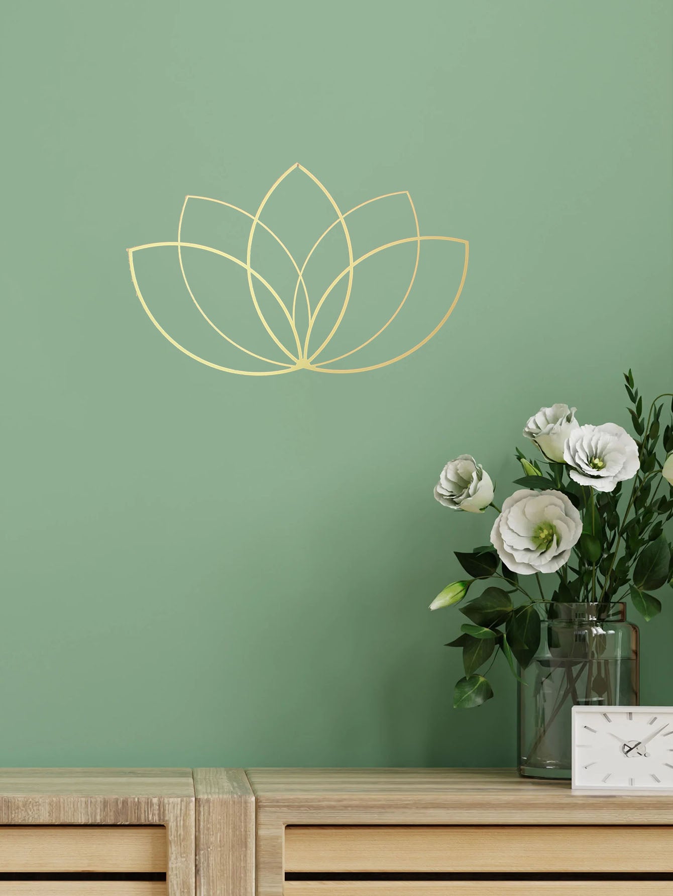 Gold Lotus Flower Wrought Iron Wall Art - Modern Zen Decor