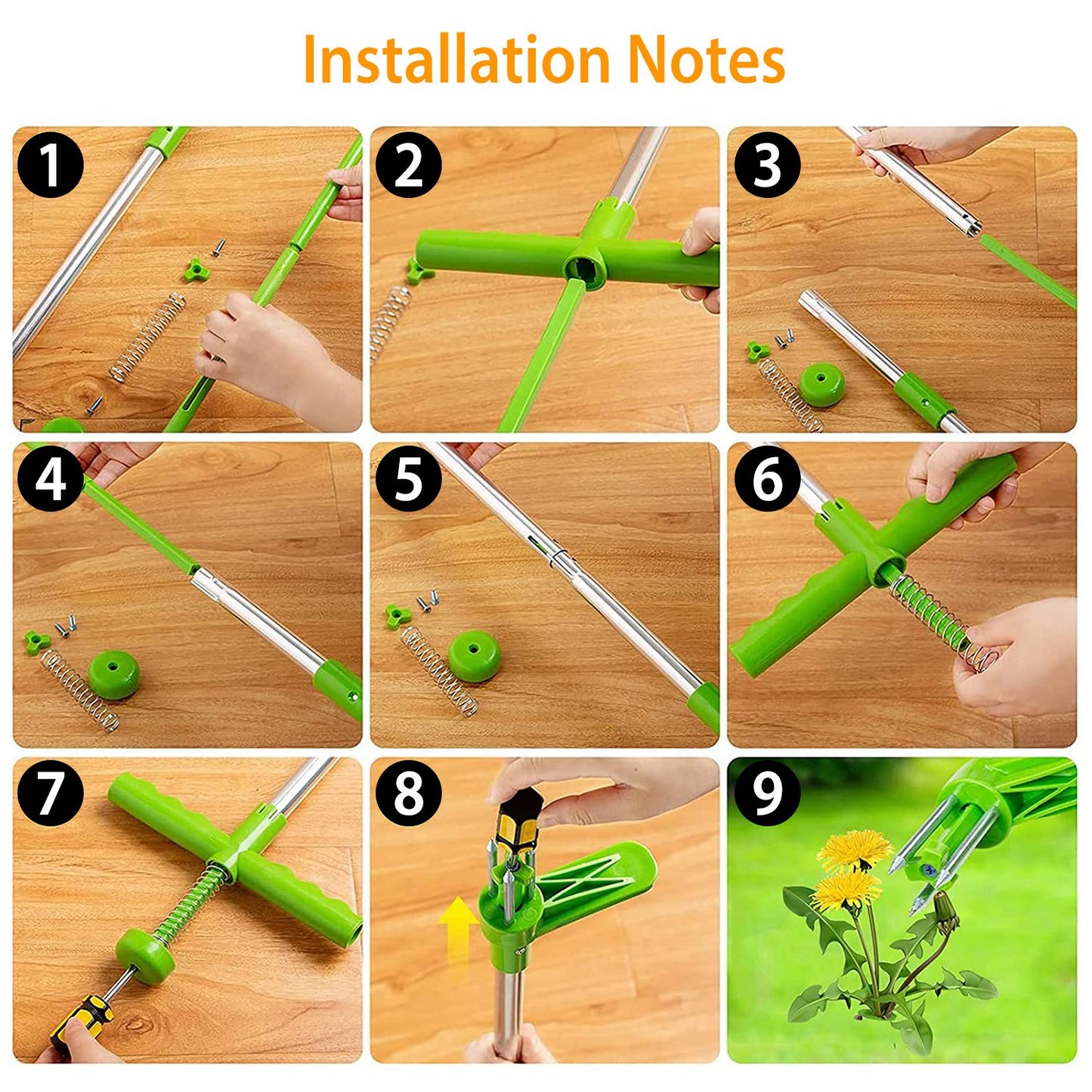 Garden Weeding Tool Stand-Up Root Remover with Long Handle and Foot Pedal - Green