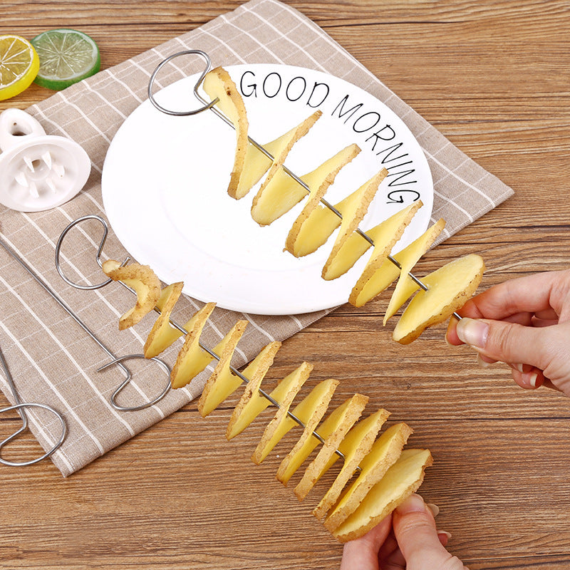 Potato Slicer Spiral Cutter Hand Crank Food Processor Kitchen Tool