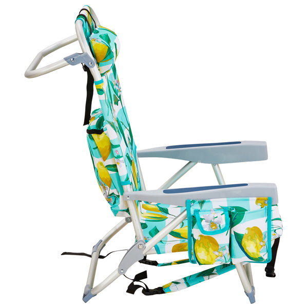 Folding Beach Chair with Lemon Pattern - Lightweight Aluminum Frame