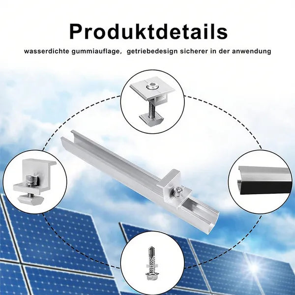 U-Shaped Guide Rail for Solar Panel Mounting, 20cm Black Pressure Block