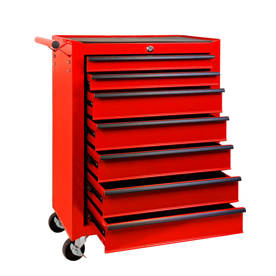 20-Inch Rolling Metal Tool Chest with 7 Drawers - Red