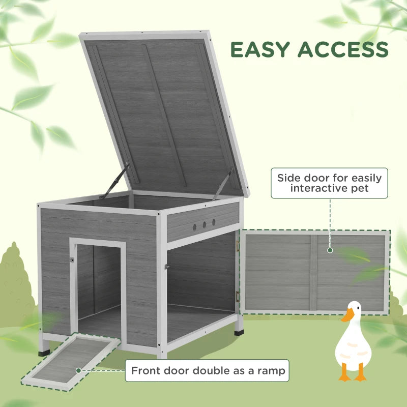 Duck Coop with Openable Roof and Removable Floor - Spacious Pet House for Ducks and Poultry
