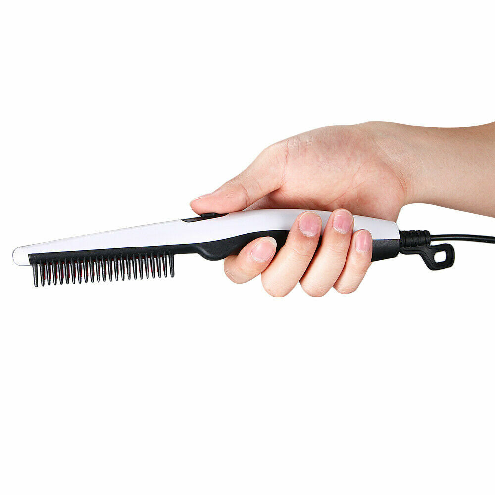 Electric Beard Straightener Comb - Portable Heated Hair Styling Brush