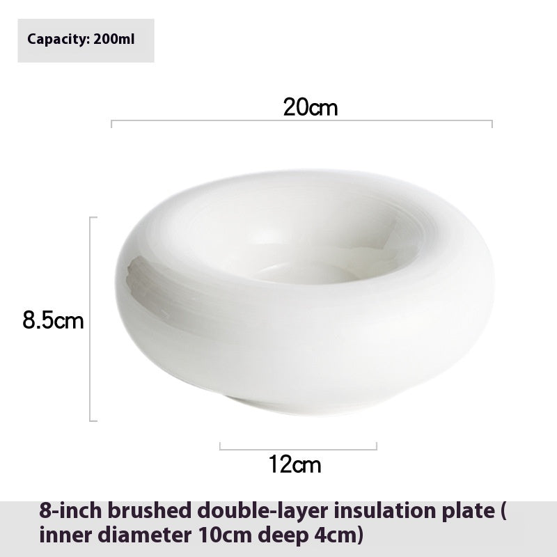 Ceramic Insulation Plate for Restaurant Buffet Use - 6.5, 8, 9 Inch Options