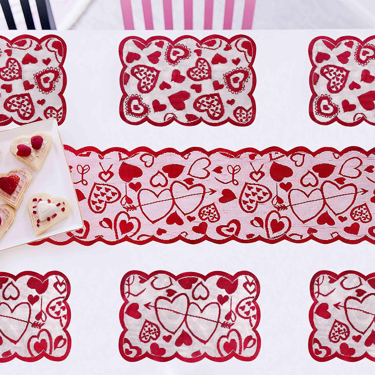 Lace Heart Table Runner - 13 x 72 Inch Valentine's Day Decor