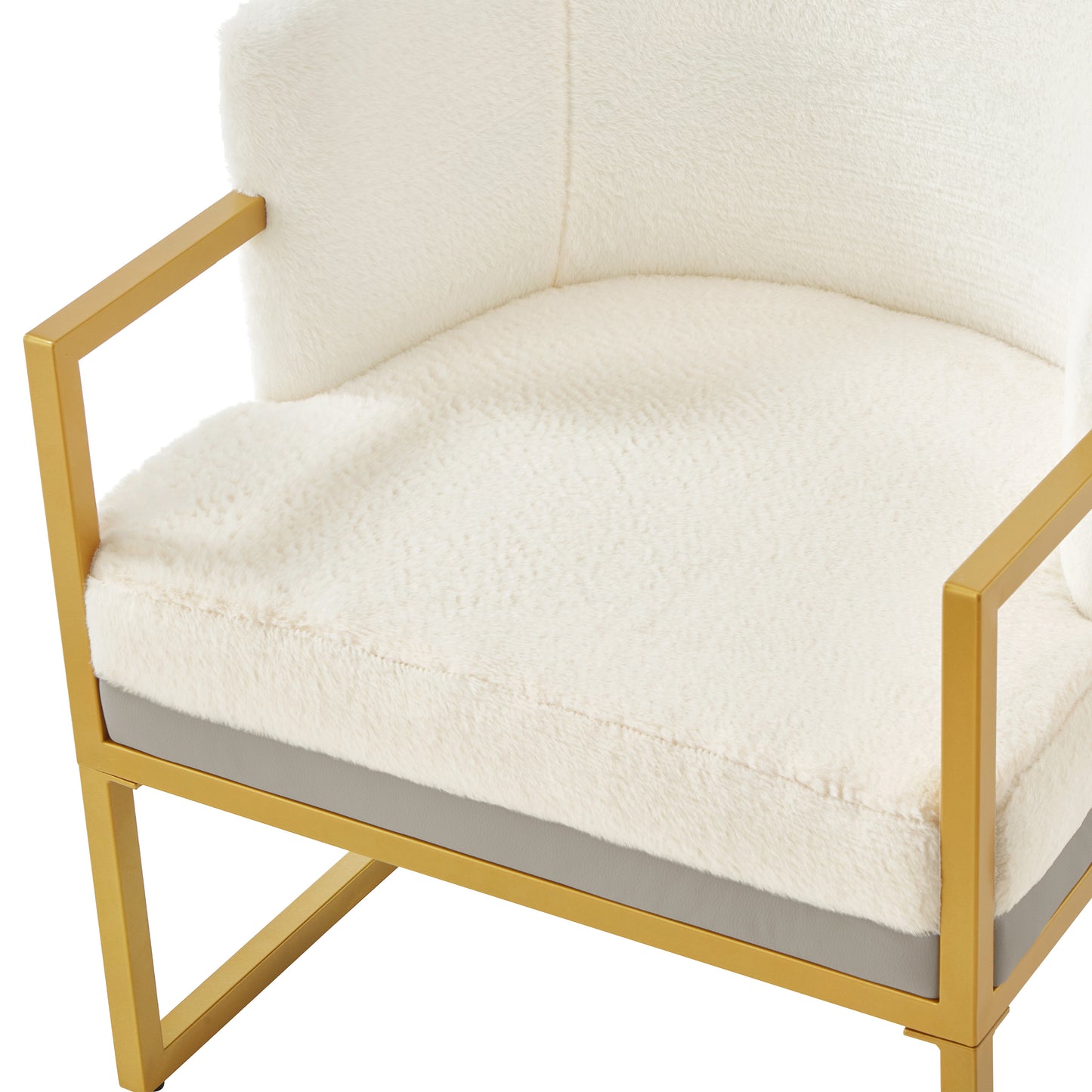 Cozy Upholstered Accent Chair with Gold Frame - Beige