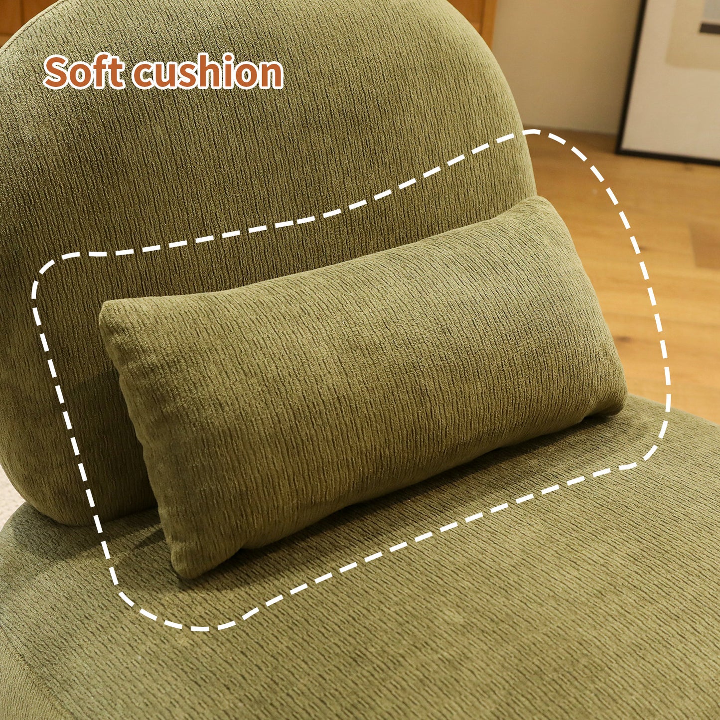 Green Velvet Accent Chair with Solid Wood Legs - Cozy Design