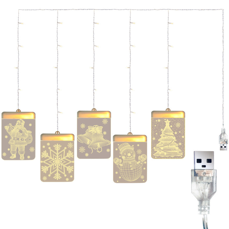 Christmas Hanging Bell and Snowflake String Lights - Festive Decor