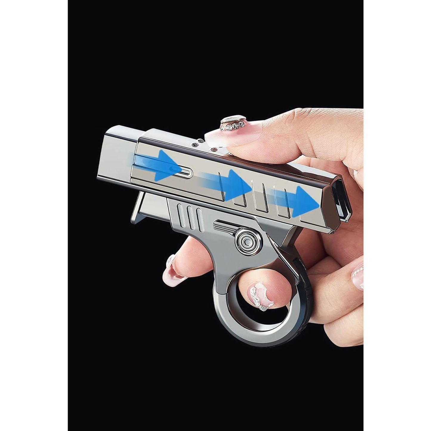 Refillable Windproof Pocket Butane Lighter - Adjustable Blue Flame