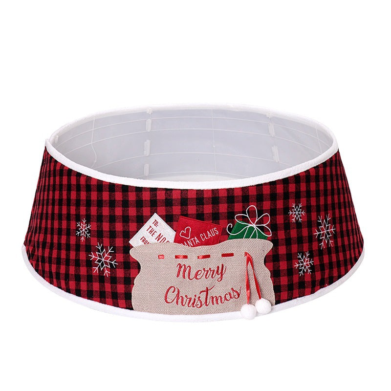 48-Inch Black and Red Plaid Cloth Tree Skirt - Festive Holiday Decor