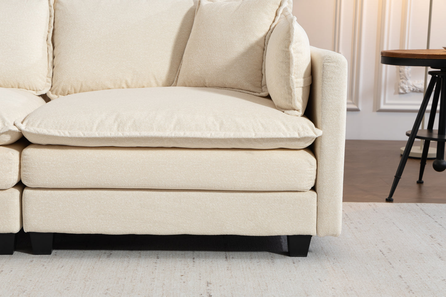 Modern 2-Seat Sectional Sofa with Chaise Lounge - Antique White