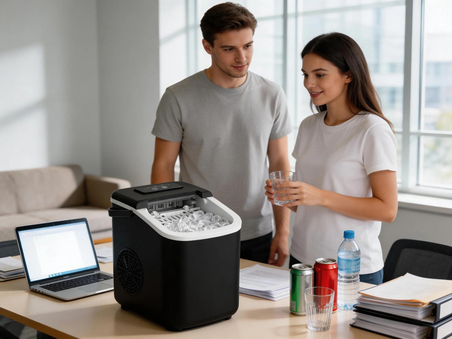 Portable Countertop Ice Maker Compact, Self-Cleaning, With Handle
