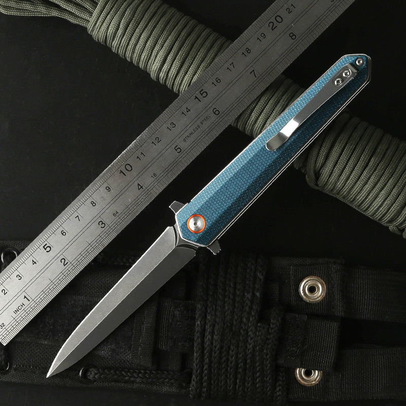 Multifunctional Folding Knife for Camping and Survival - D2 Steel, Portable