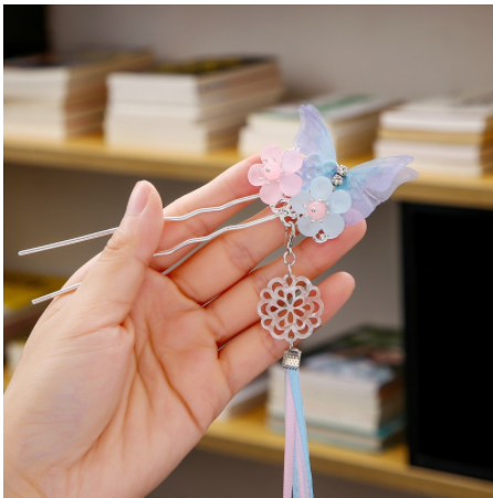 Vintage Flower Butterfly Hairpin for Girls - Antique Tassel Hair Accessories