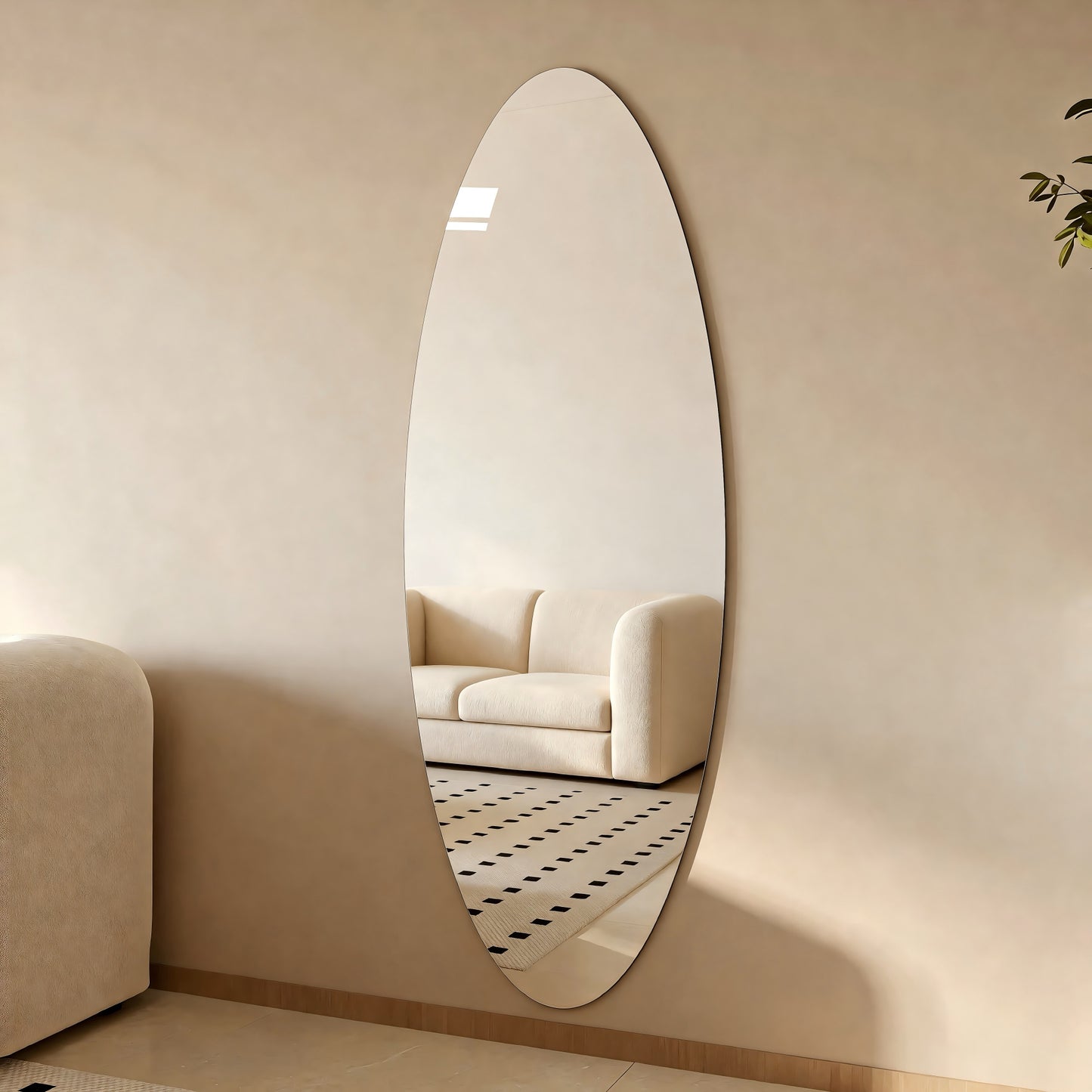 Modern Oval Full Length Wall Mirror - 63" x 24" Clear Glass