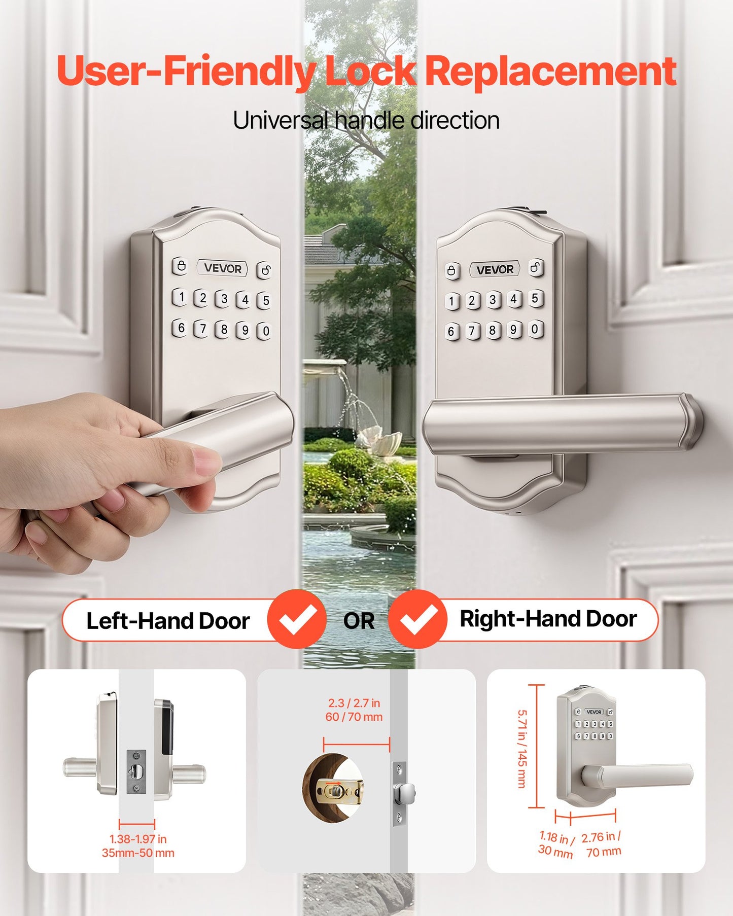 Keyless Entry Door Lock with Handle and Keypad - Satin Nickel, Black