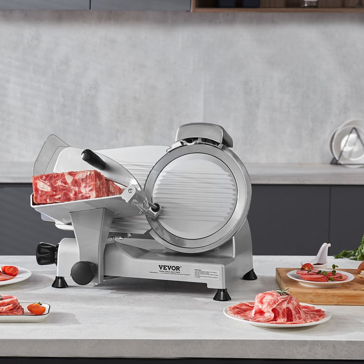 Electric Meat Slicer 340W with 10-Inch Stainless Steel Blade Adjustable Thickness