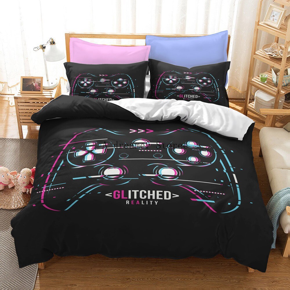 Digital 3D Game Controller Pattern Printed Bedding Set - Multiple Sizes