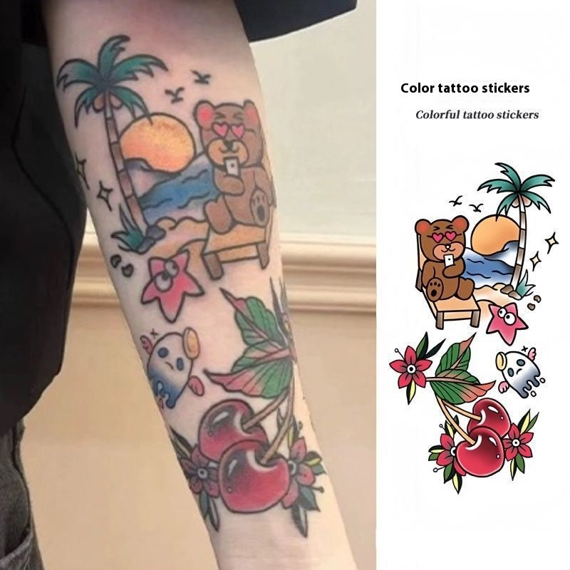 Waterproof Flower Arm Tattoo Sticker - Oldschool Style 10x18cm