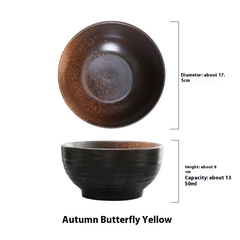 High Foot Ceramic Noodle Bowl Set - Creative 7-Inch Tableware with Color Variations