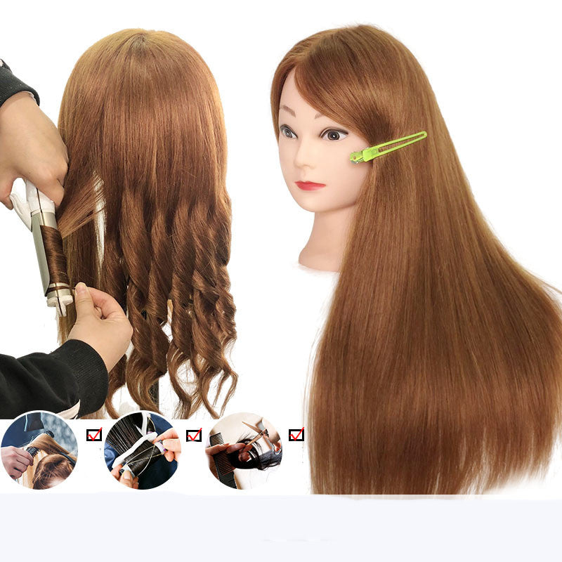 80% Real Hair Practice Head Model - Long Straight