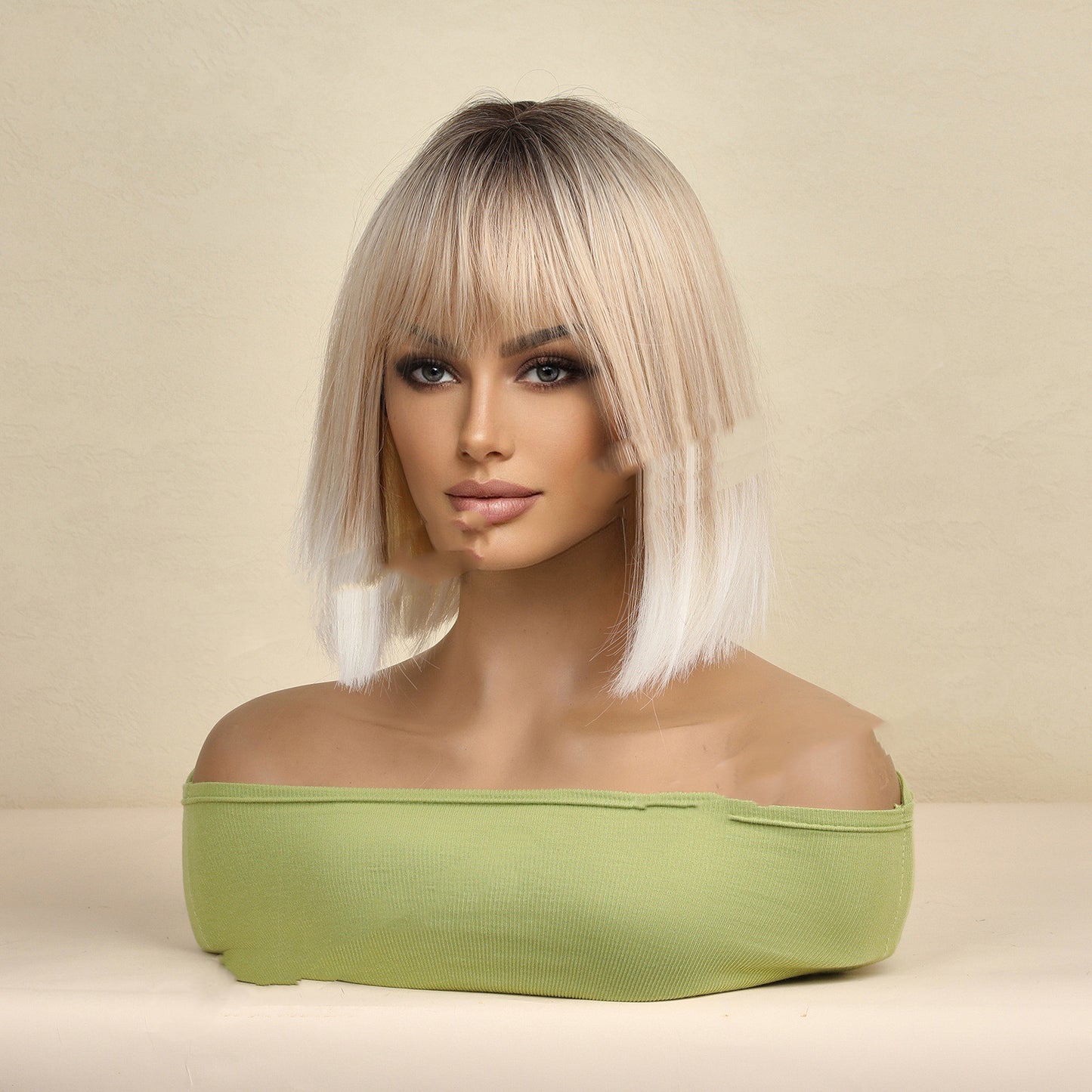 Women's Fashion Bangs Wigs - Rose Net Full Head Set - High Temp Silk