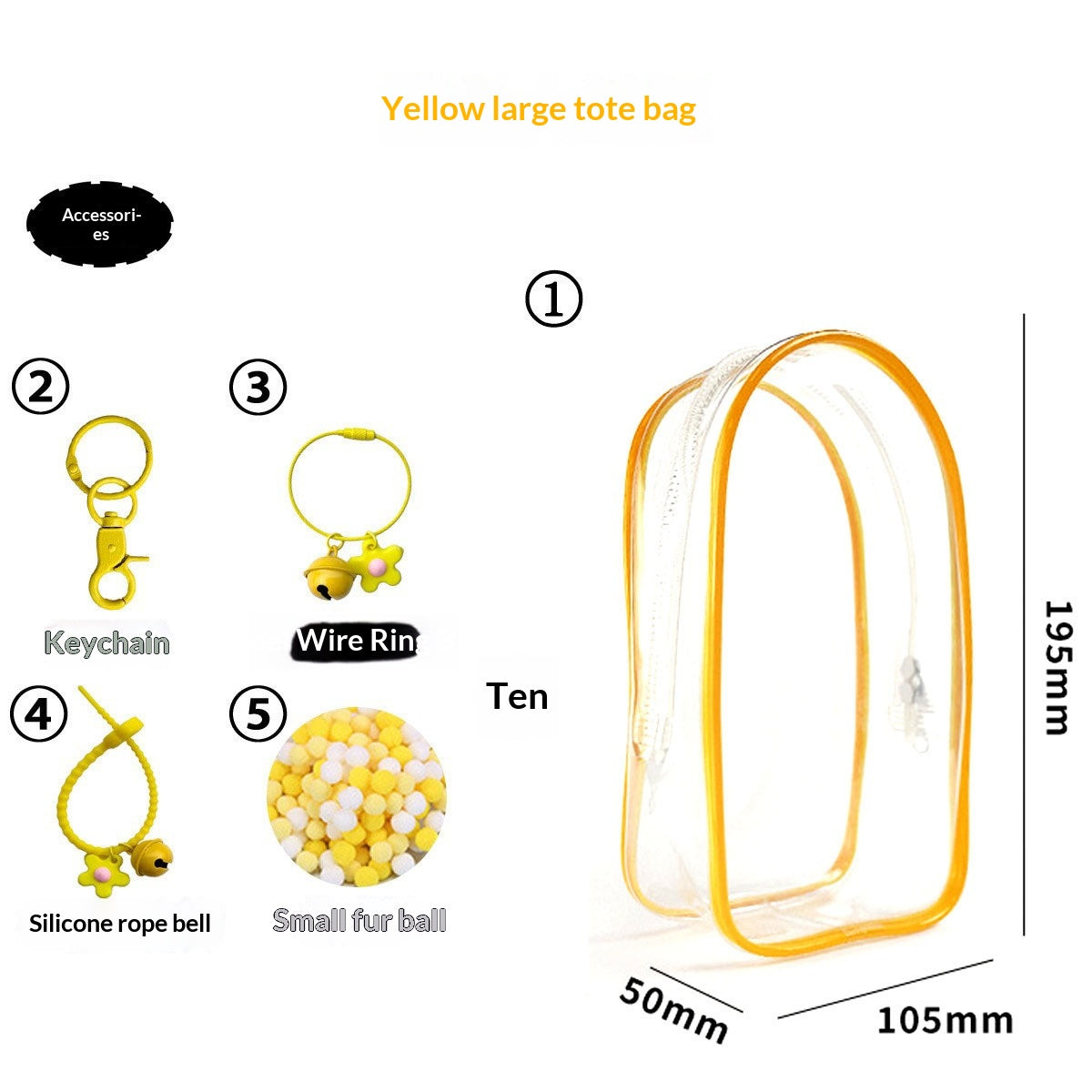 High Transparency PVC Storage Bag for Outdoor Use - Thickened Multipurpose Bag with Keychain