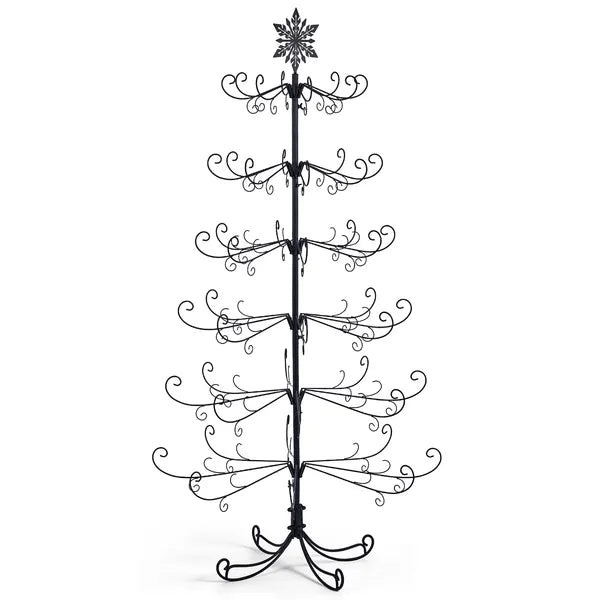 6ft Black Iron Christmas Tree with Snowflake Topper