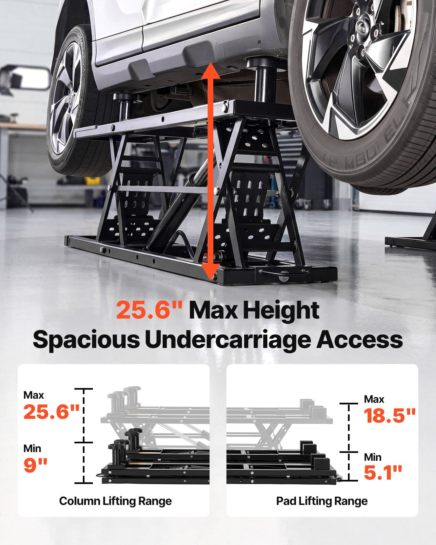 Portable Car Lift 5000 lbs Capacity Heavy Duty Pneumatic Hydraulic Jack with Wheels