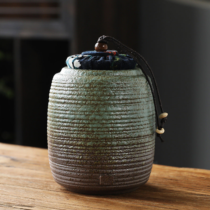 Coarse Ceramic Tea Caddy Airtight Canister for Pu-erh Tea Kitchen Storage