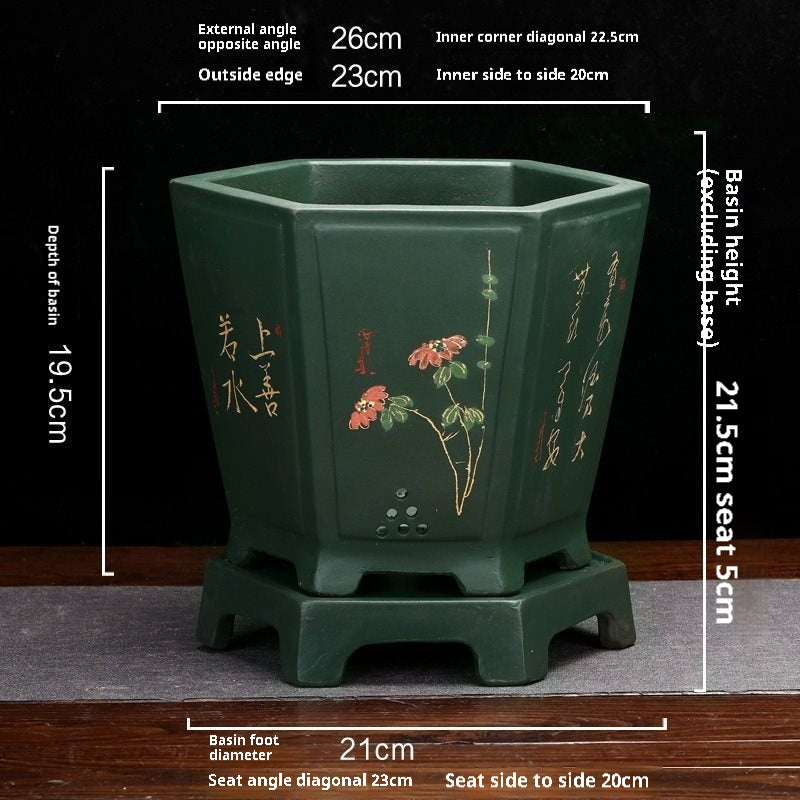 Hexagonal Large Ceramic Flowerpot for Home Garden Indoor Outdoor