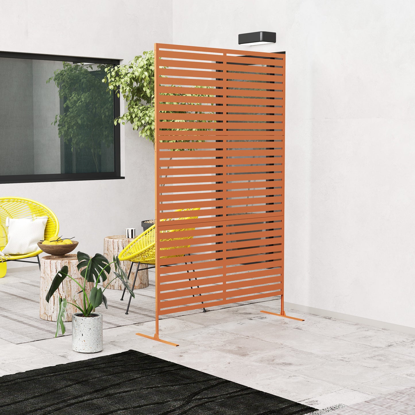 Outdoor Privacy Screen with Trellis - 78" H x 48" W, Brown