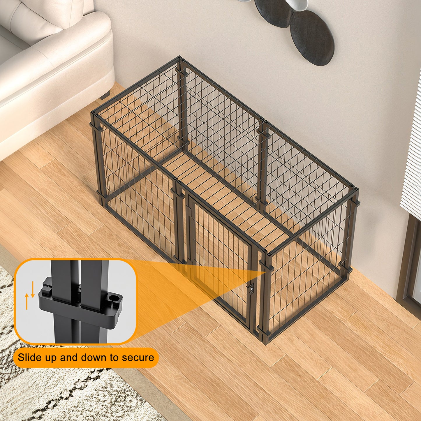 47.2-Inch Metal Dog Crate for Small to Large Dogs Indoor Outdoor Use