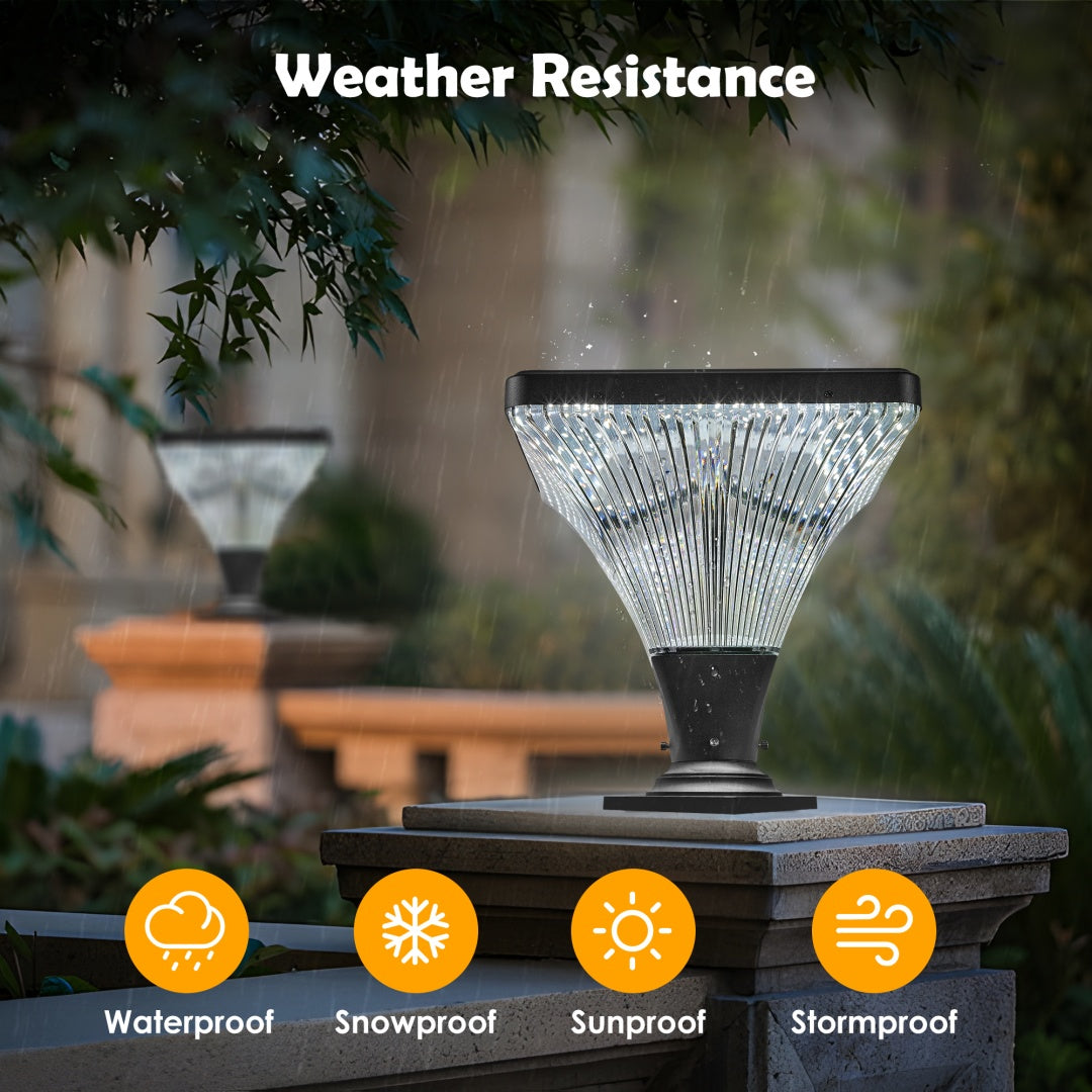 15-Inch Black LED Outdoor Post Light with Remote Control