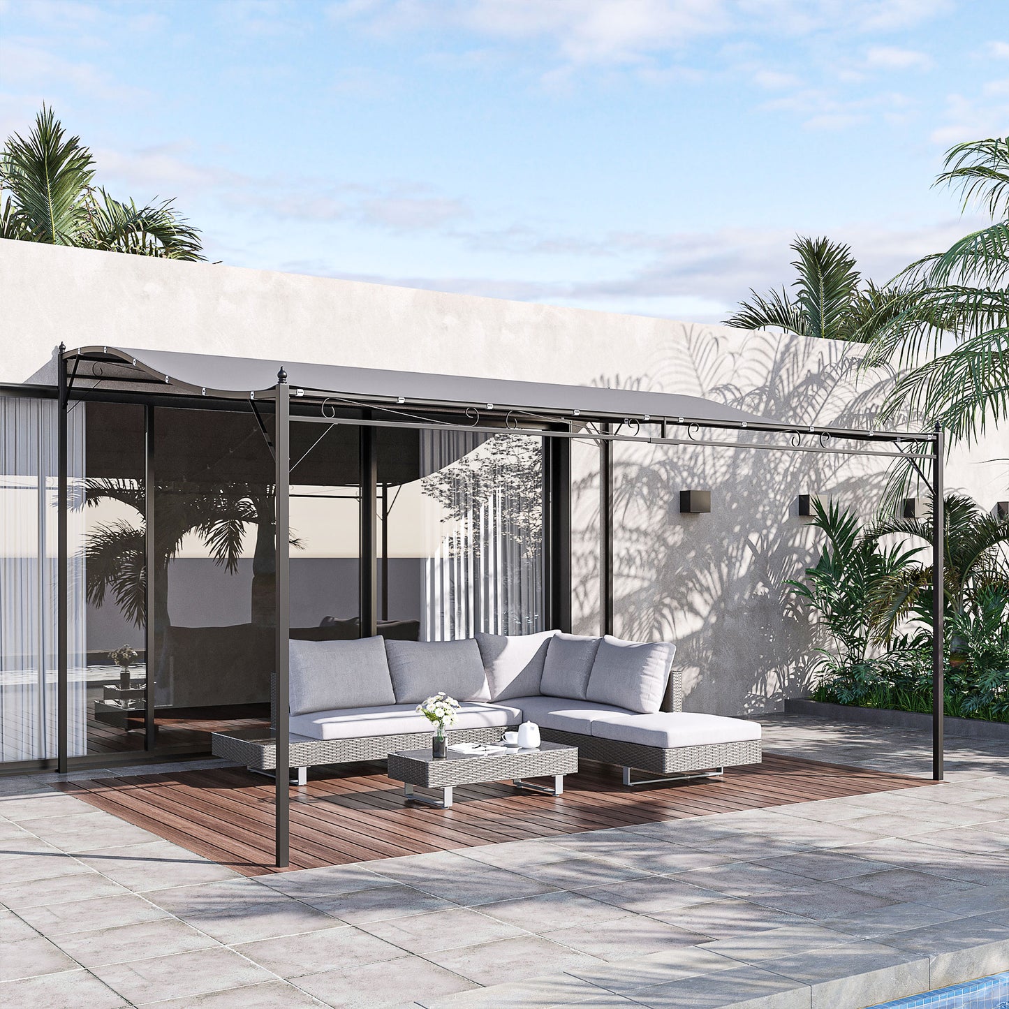 10' x 13' Outdoor Pergola Gazebo with Weather-Resistant Canopy