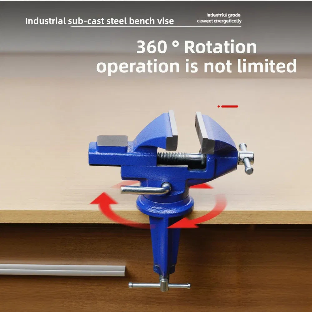 Heavy-Duty Cast Steel Bench Vise 70mm Clamping, Industrial Table Vise for Workshop