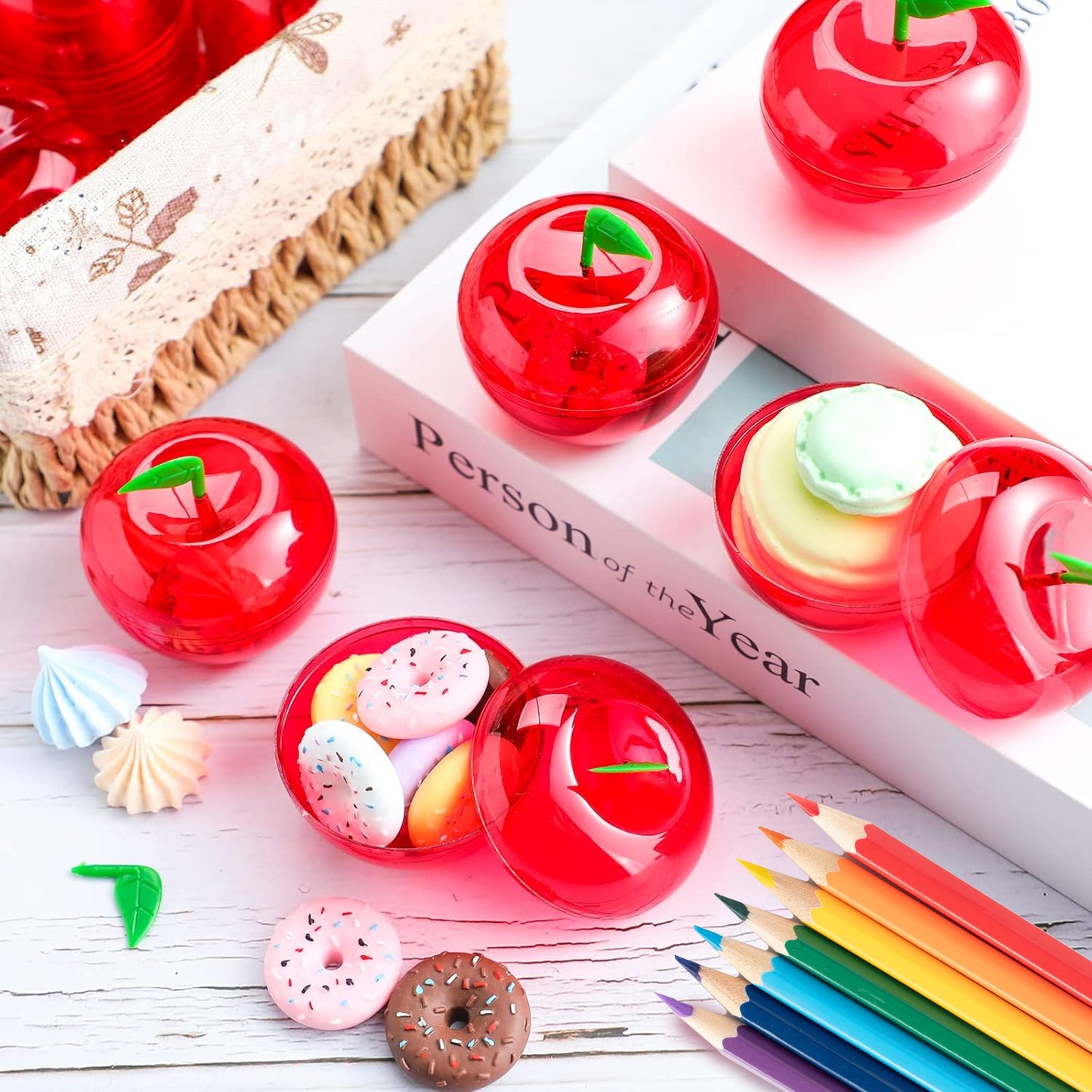 20 Pcs Red Mini Plastic Apple Candy Jars - Party Favors