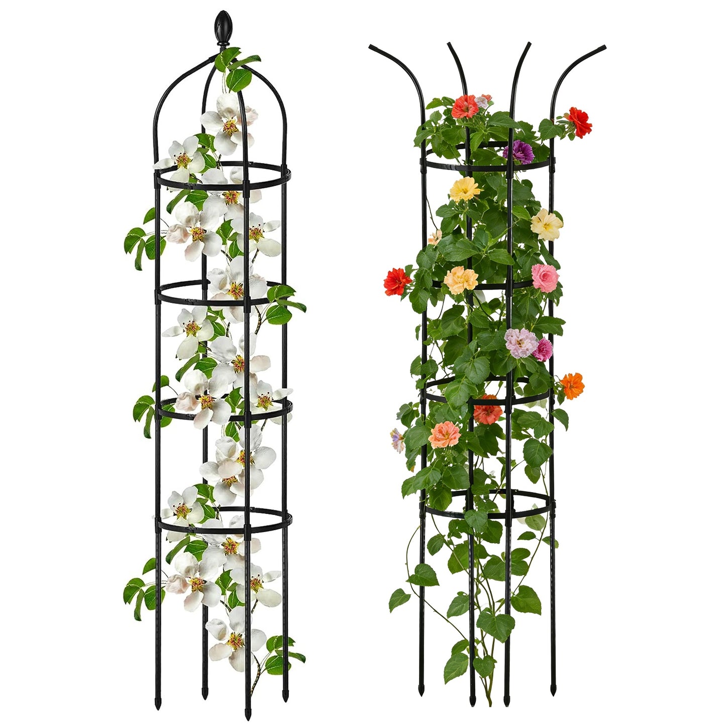2 Pack Garden Obelisk Trellis 5.9FT Plant Support for Climbing Vines & Vegetables - Black