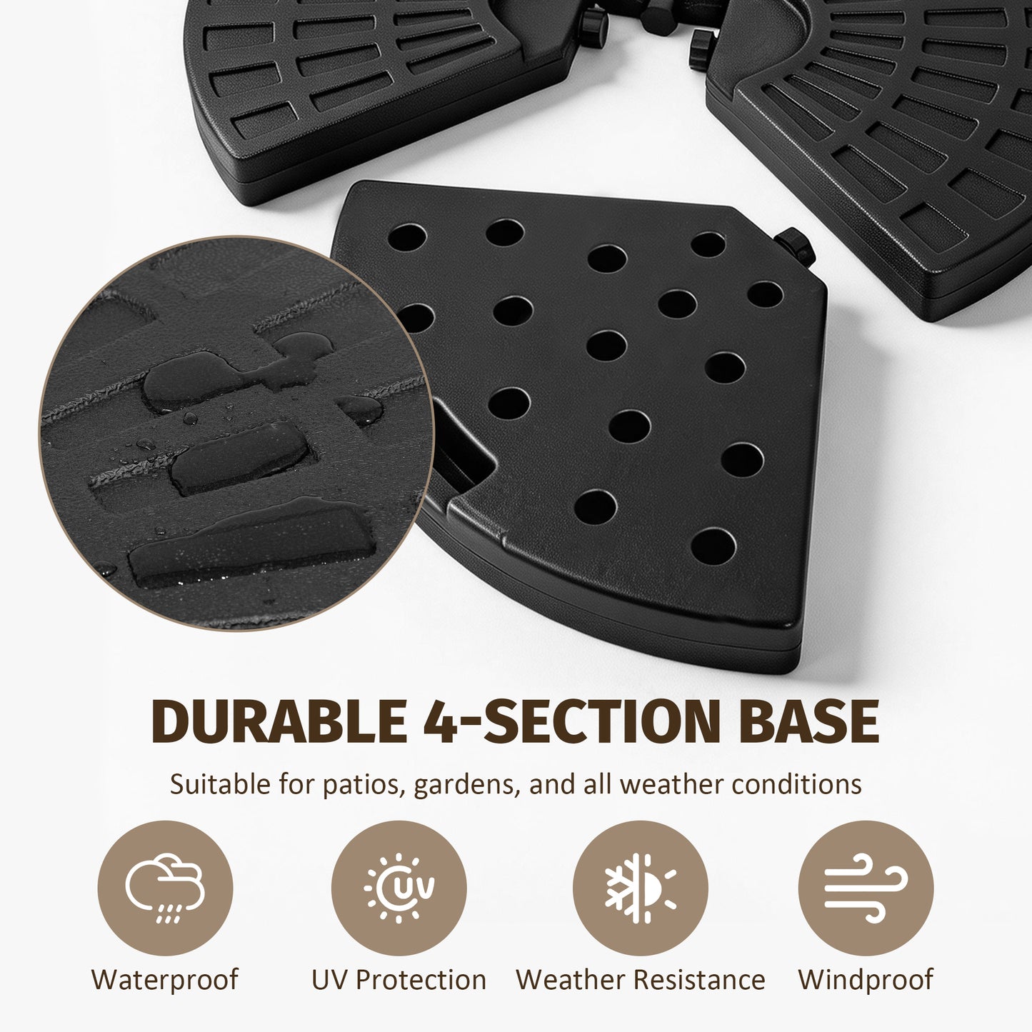 Heavy-Duty Fan-Style Cantilever Umbrella Base, 4-Panel Refillable