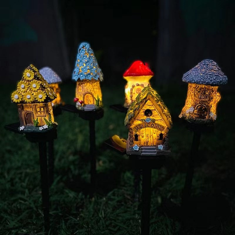Outdoor Solar Mushroom Garden Light - Resin Lawn Landscape Lamp with Ground Stake