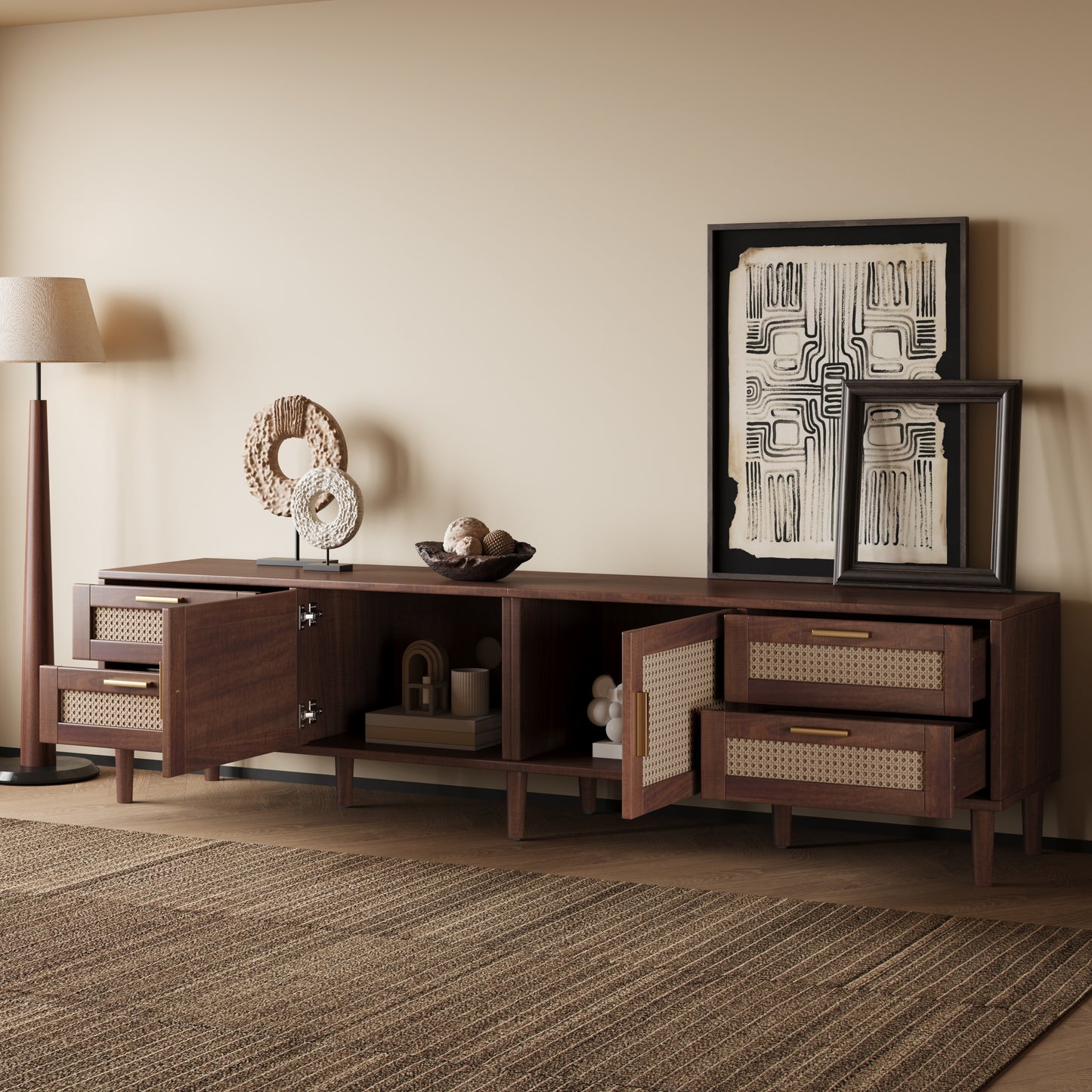 78 Inch TV Stand for 85 Inch TVs - Modern Media Console with 4 Drawers
